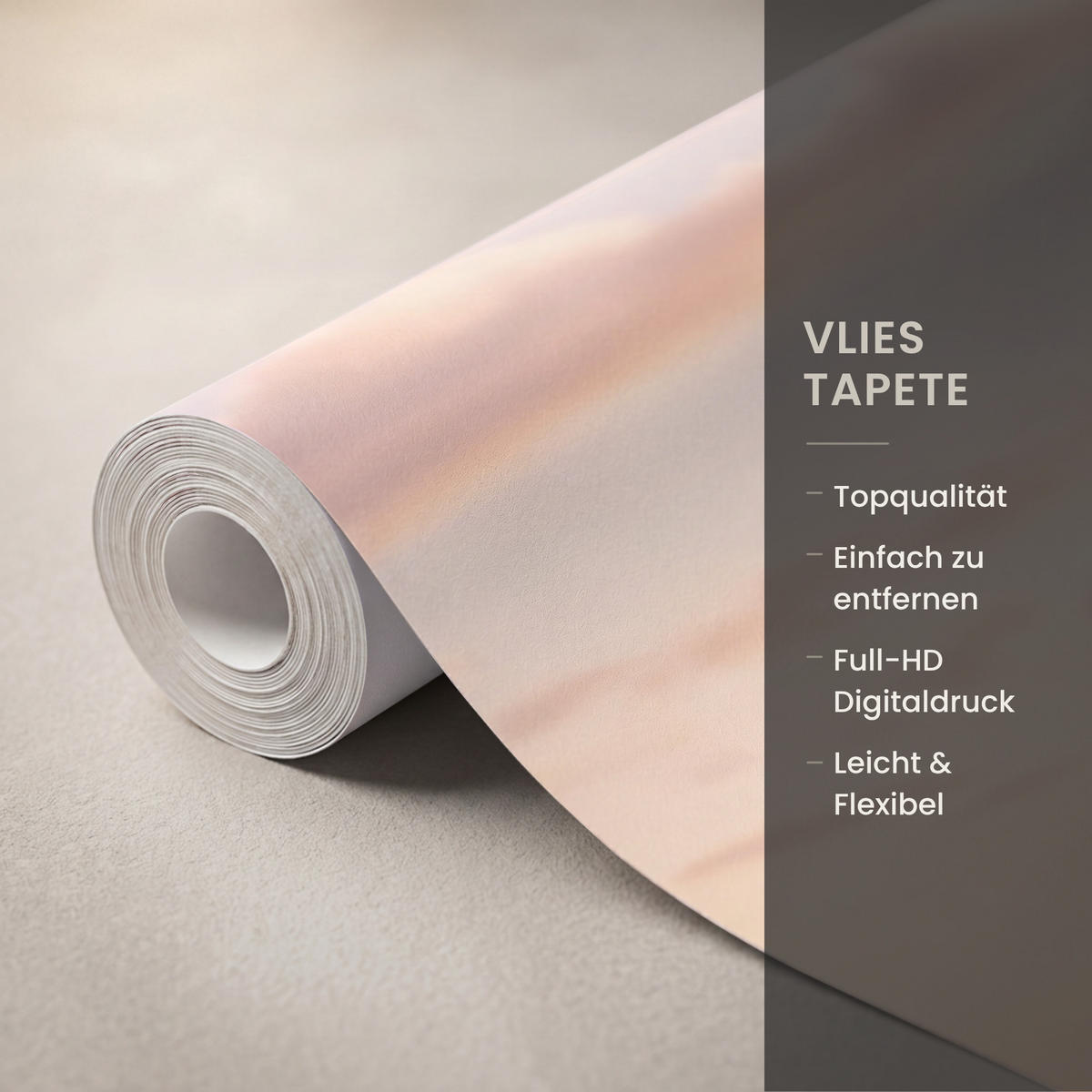 TAPETE - Strand - Brandung - Wolken - 120x280 cm - Hellrosa, Papier (120/280cm) - OnlyWow