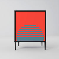 SIDEBOARD RISING GEOMETRY STARS, Schwarz, 57,5x42x72,5 cm, Schwarze Metallfüße - Multicolor/Schwarz, Holzwerkstoff/Metall (57.5/72.5/42cm) - SpaceRebels