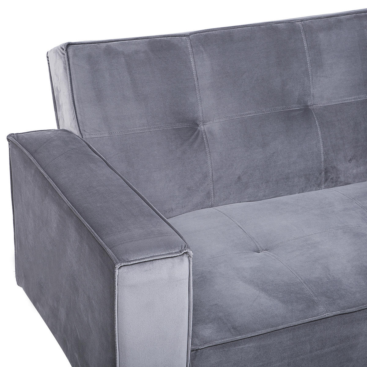 3-SITZER-SCHLAFSOFA Samtstoff Grau Visnes - Grau, Textil (218/80/81cm) - Beliani