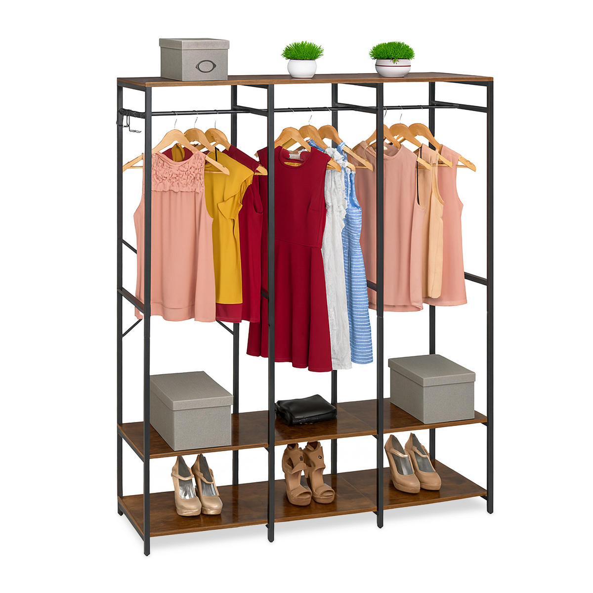 GARDEROBE - Schwarz, Holzwerkstoff/Metall (141/180/40cm) - Relaxdays