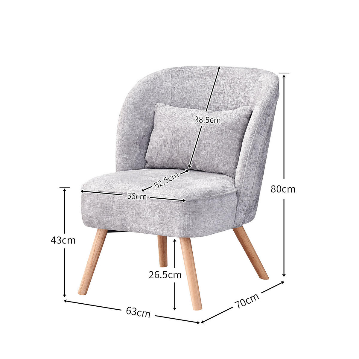 SESSEL YOYO Anthrazit - Anthrazit, Eichenholz/Textil (63/80/70cm) - B&D Home