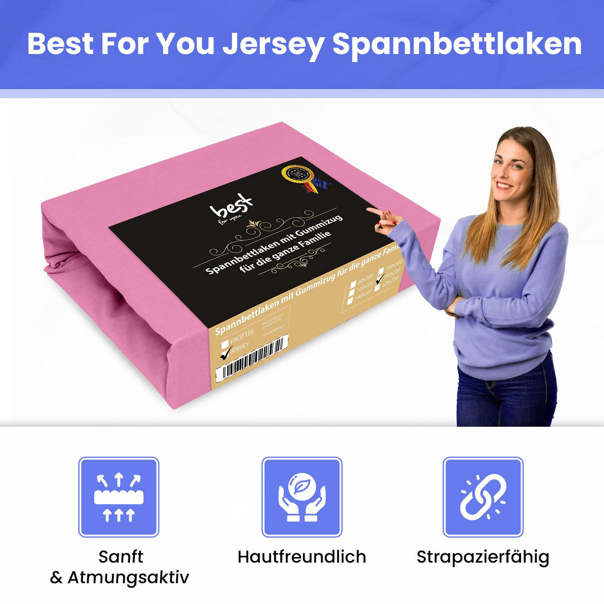 SPANNBETTLAKEN 80/180 cm, Jersey Elastisch 100 % Baumwolle Rosa - Pink, Textil (80/180cm) - Best For Home