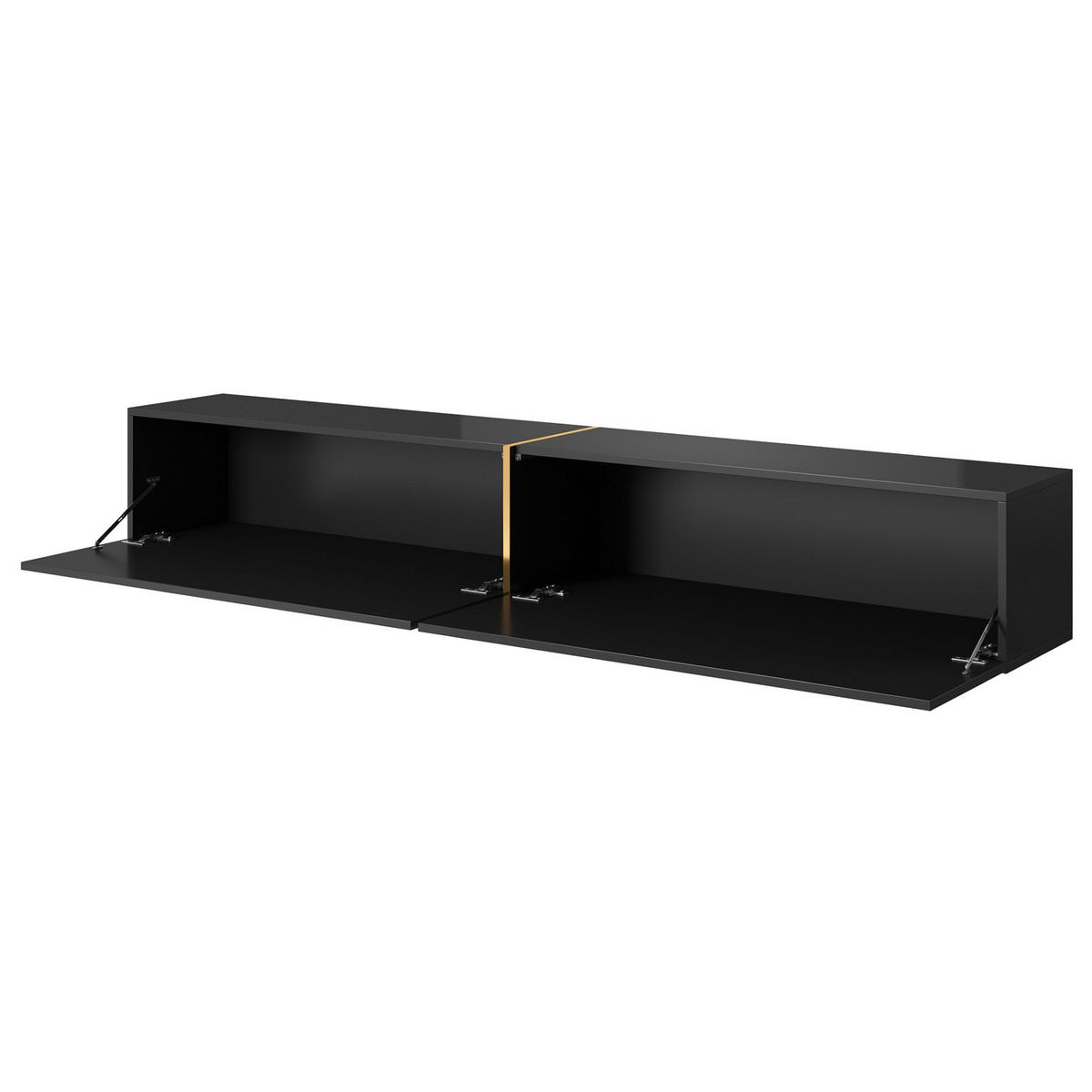 TV-LOWBOARD Bisira Schwarz / Gold 200 cm - Schwarz, Holzwerkstoff (200/30/31.6cm) - Selsey