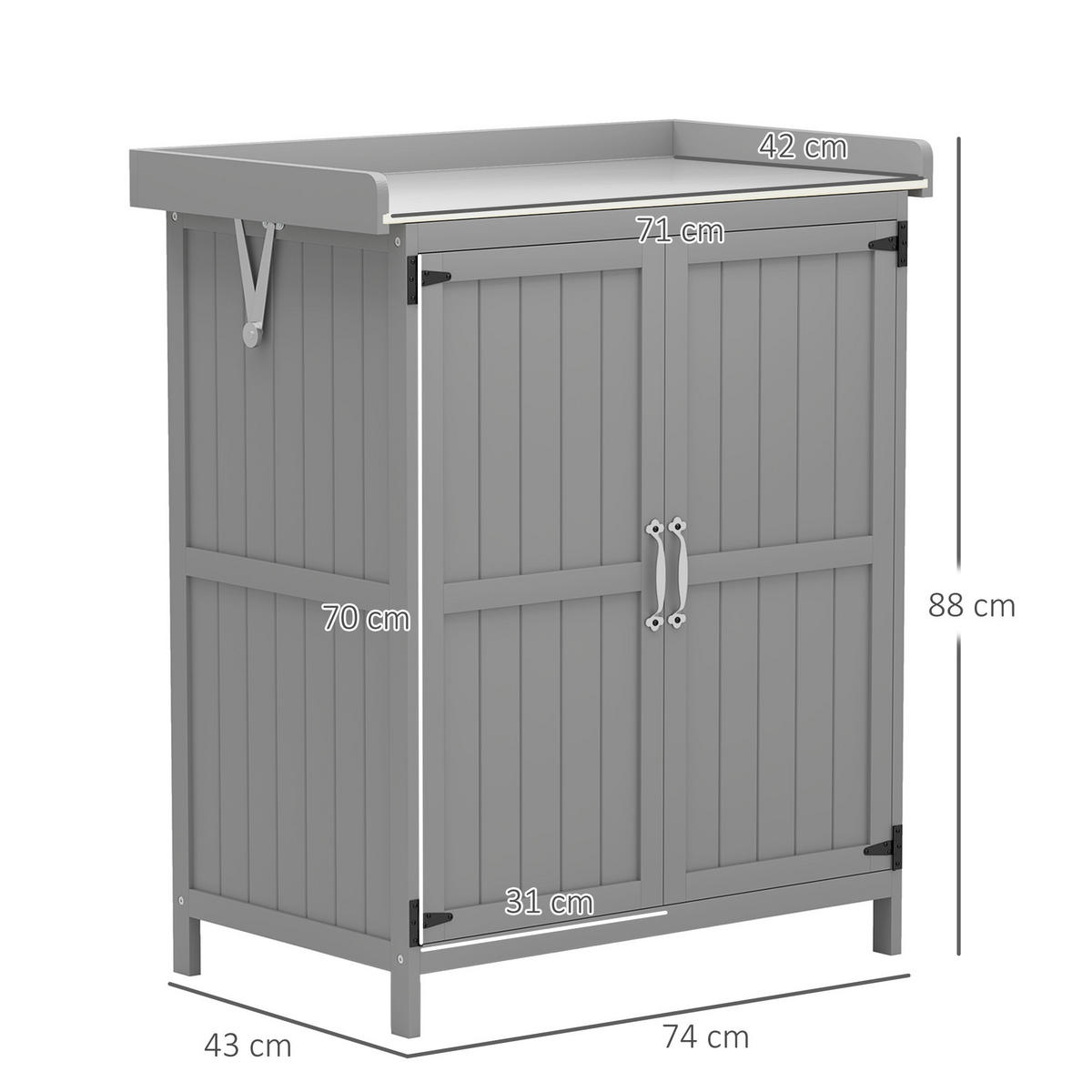 GARTENSCHRANK DE-09264 Grau - Grau, Holz (43/88/74cm) - ComfortXL