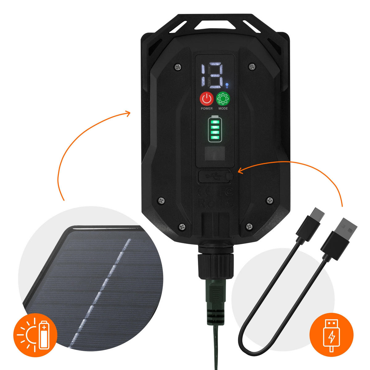 SOLAR LICHTERKETTE Aussen 16m 800LED Warmweiß 13 Modi Timer Wasserfest - Grün, Kunststoff (1900cm) - ECD-Germany