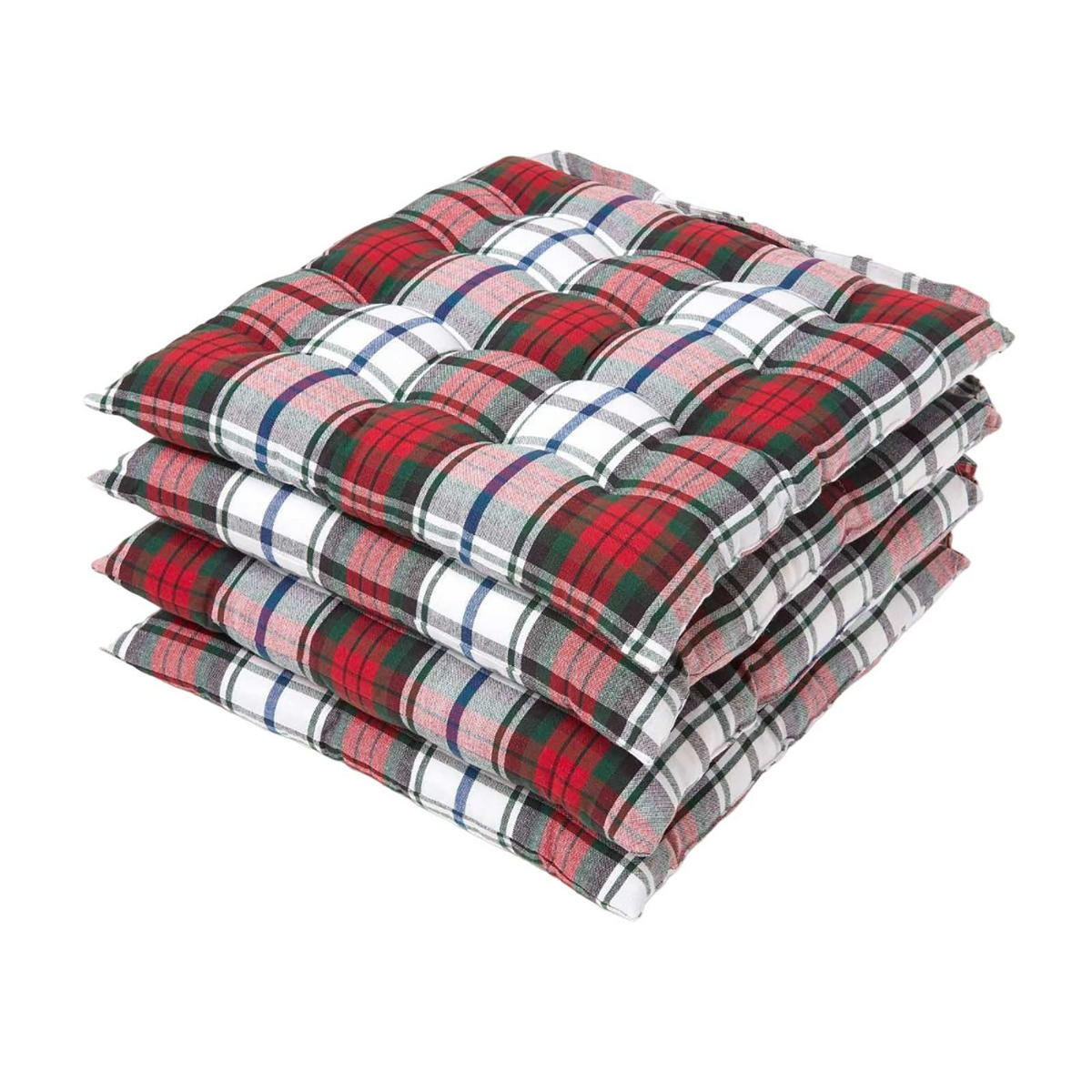 STUHLKISSEN 4er-Set, Macduff Schottenkaro 40/40/5 cm - Rot, Textil (40/40/5cm) - Homescapes