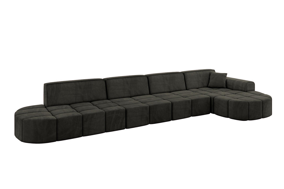 ECKSOFA Ottomane Rechts LIVO-L3 - 422x173x79,5 cm Schwarz - Schwarz, Holzwerkstoff/Textil (422/173cm) - ALTDECOR