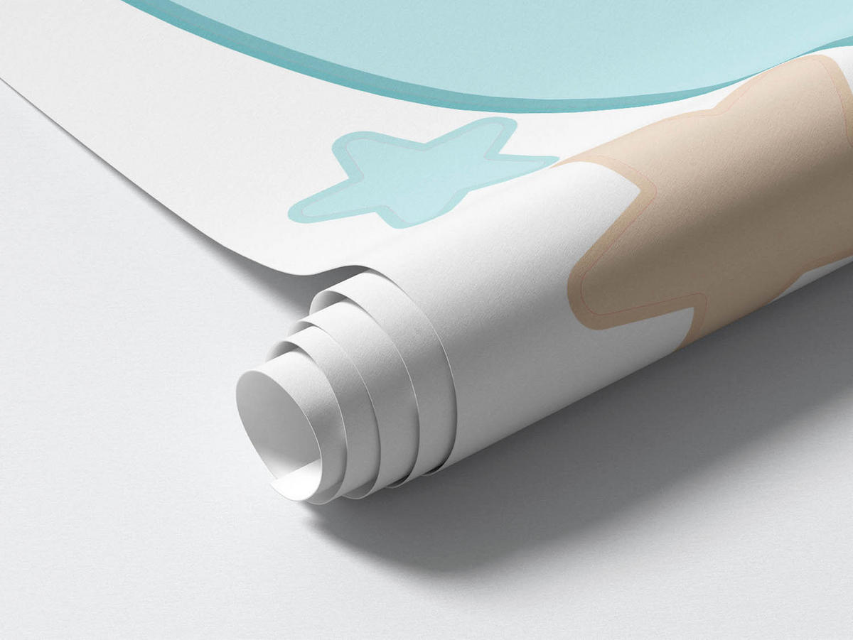 WANDAUFKLEBER 100x110cm - Teddybär zwischen den Sternen - Multicolor, Kunststoff (100/110/0.1cm) - Wallfluent