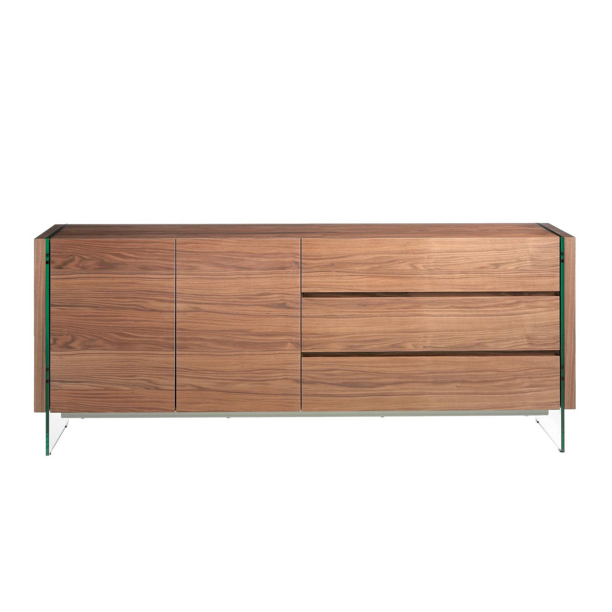 SIDEBOARD Sideboard aus Nussbaum und gehärtetem Glas 188/45/75 cm - Transparent/Walnussfarben, Glas/Holz (188/75/45cm) - ANGEL CERDA