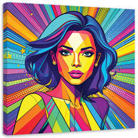 BILD auf Leinwand, Pop Art Stil farbenfrohe moderne Frau - Multicolor, Textil (20/20cm) - Feeby