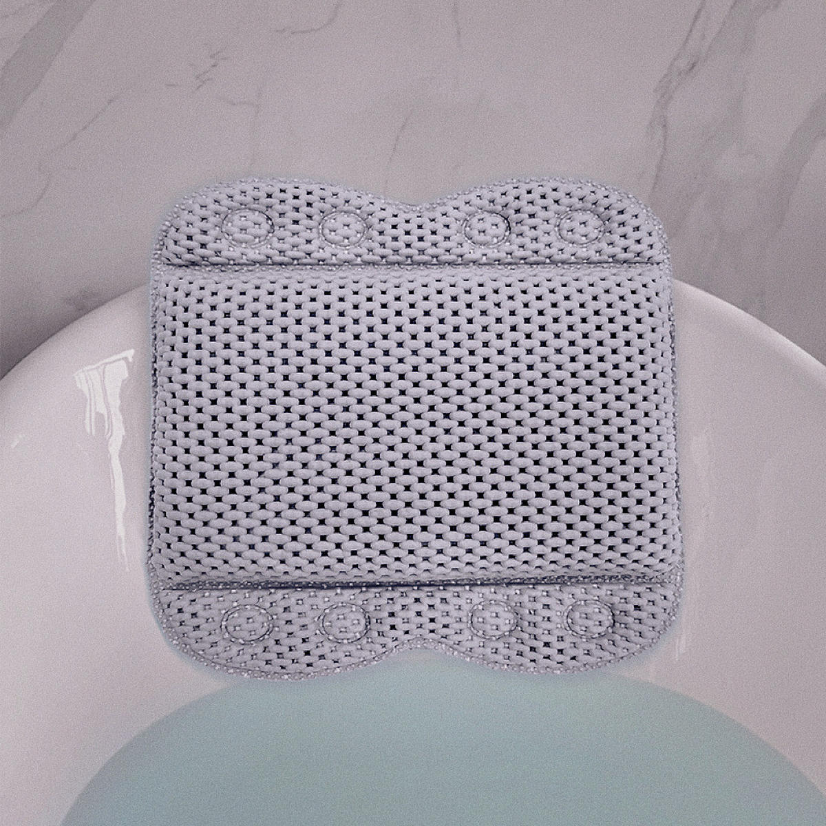 BADEKISSEN – 34 x 30 x 8 cm – Grau – 8 große Saugnäpfe - Grau, Textil (34/30cm)