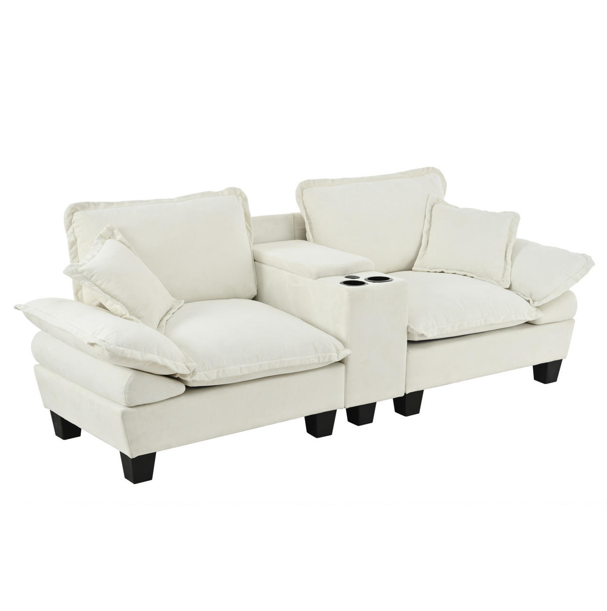 SOFA modular mit Ottomane 224 x 82 x 90 cm Chenille Beige - Beige, Holzwerkstoff (82/90/224cm) - Meubliv