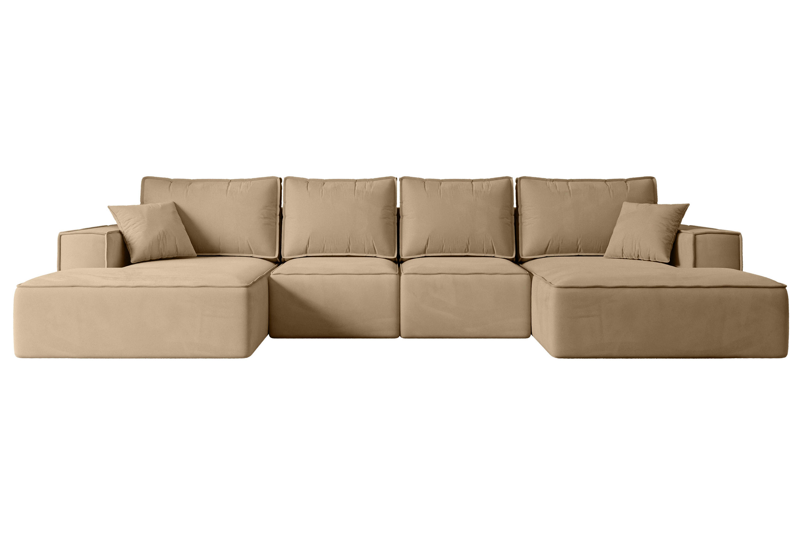 ALTDECOR SEDACÍ SOUPRAVA s funkcí lůžka a úložným prostorem pod postelí SIERRA-U-S – 349 x 161 x 87 cm, béžová varianta veluru