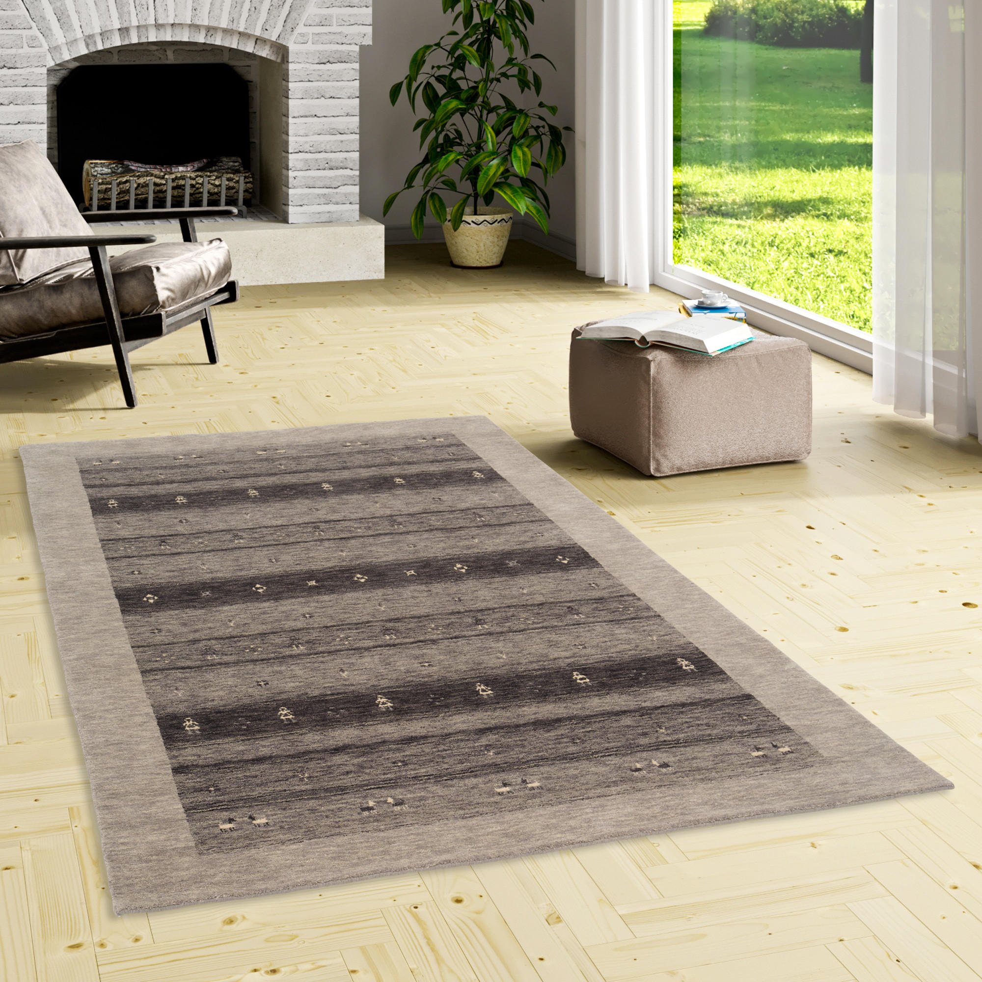NATUR WOLLE TEPPICH GABBEH ESTA - Grau, Textil (140/200cm) - Pergamon