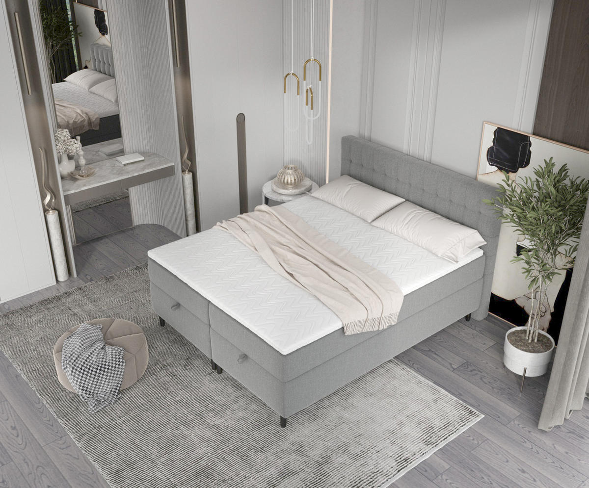 BOXBETT Milo Grau 160/200 cm - Schwarz/Grau, Holz/Holzwerkstoff (160/200cm) - Maison de Reve