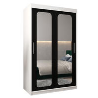 SCHWEBETÜRENSCHRANK 200/120/62 2-türig - Silberfarben/Schwarz, Holz/Kunststoff (120/200/62cm) - Abiks Möbel