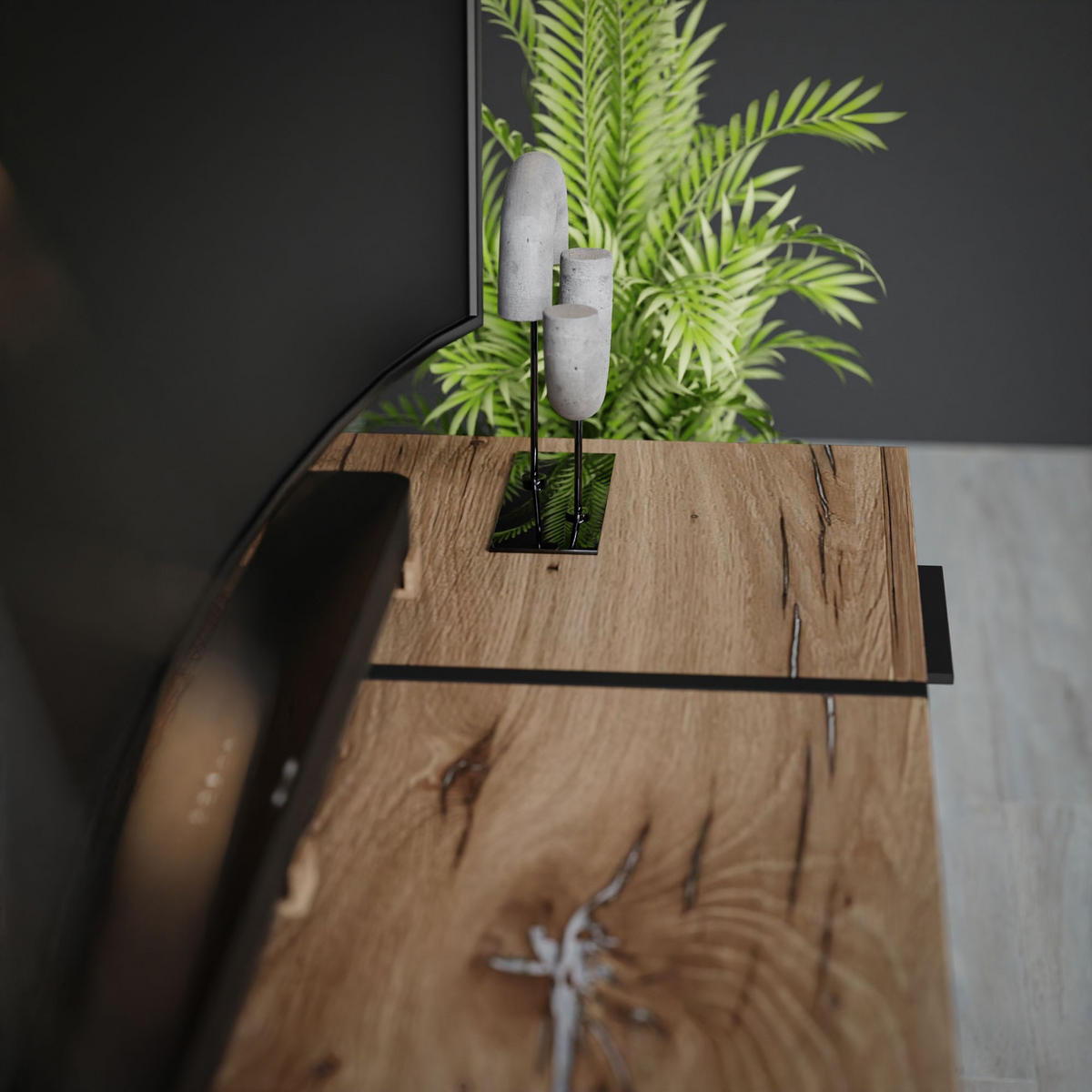 TV-ELEMENT ONYX LOFT auf Beinen 158 cm - Eichefarben, Holzwerkstoff (158/53/41.3cm) - Lookway