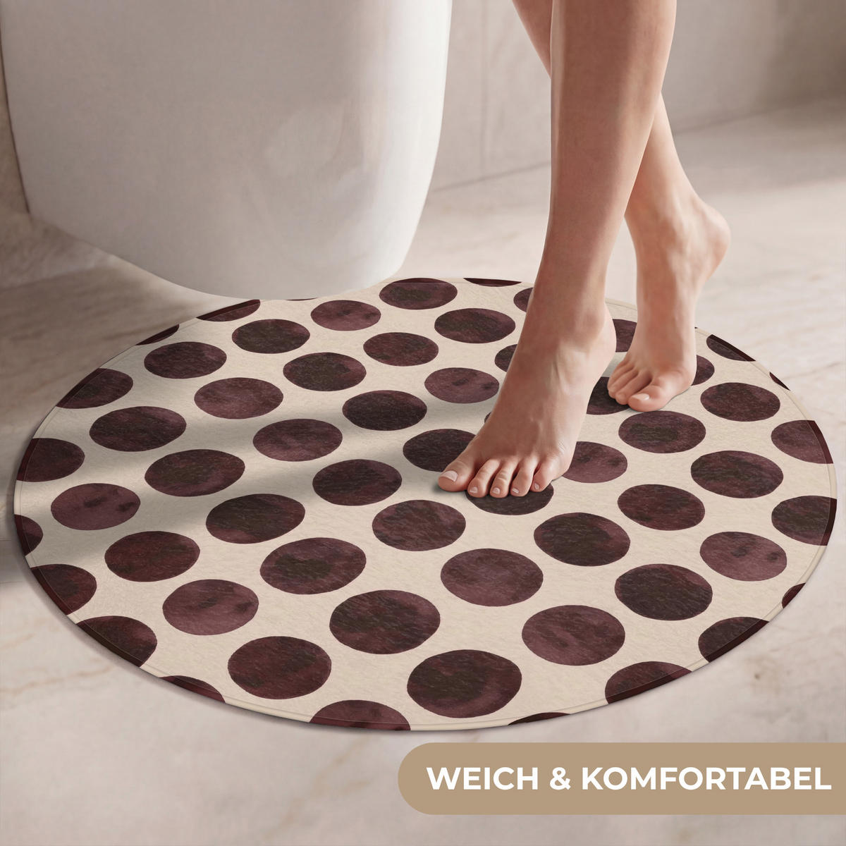 WC PŘEDLOŽKA Puntíky - Vzor - Hnědý 70x70 cm - bordeaux, textil/plast (70/1cm) - OnlyWow