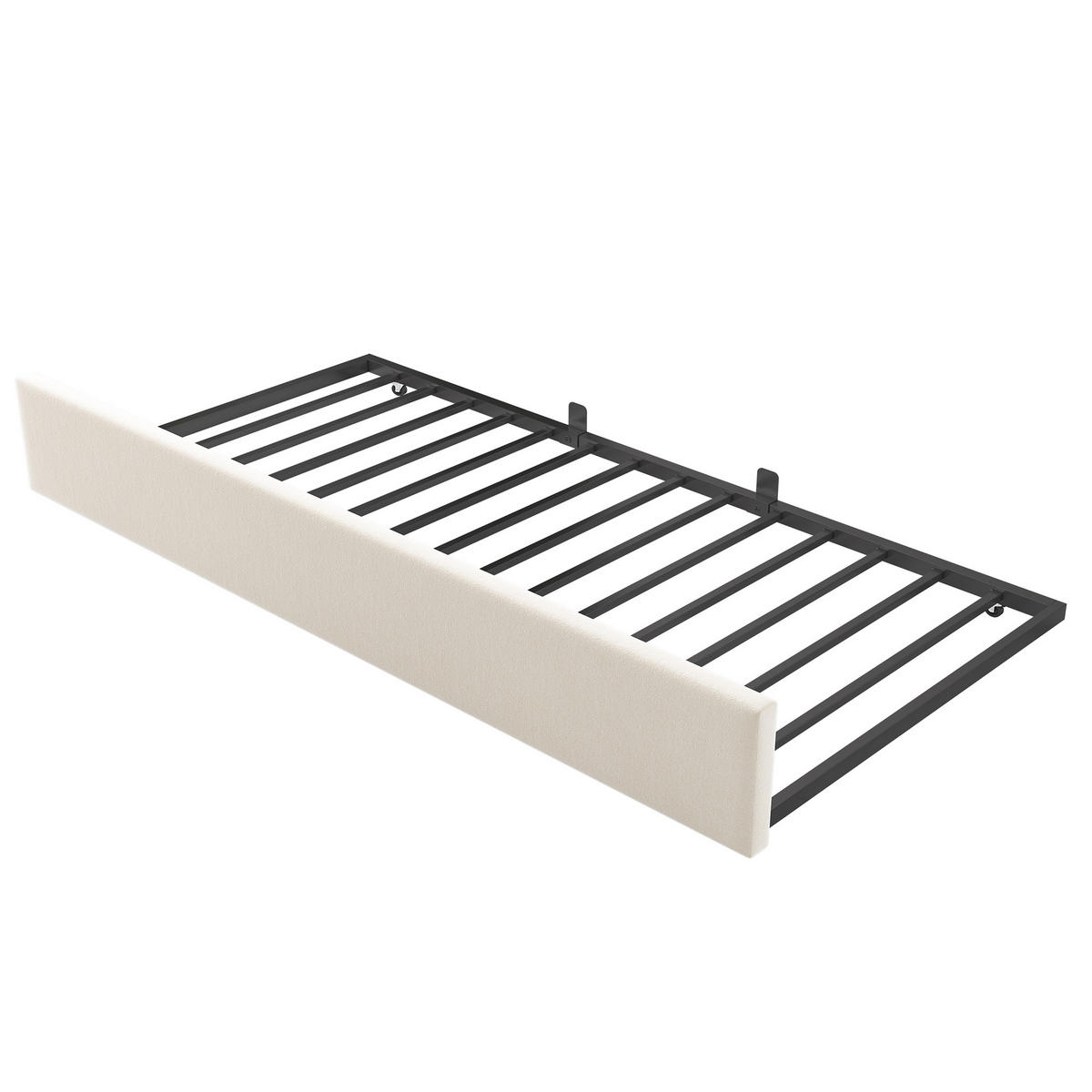 TAGESBETT mit Ausziehbett 90/200 cm aus Samt Beige mit kinderfreundlichem Gitter-Design - Beige, Textil (90/200cm) - OKWISH