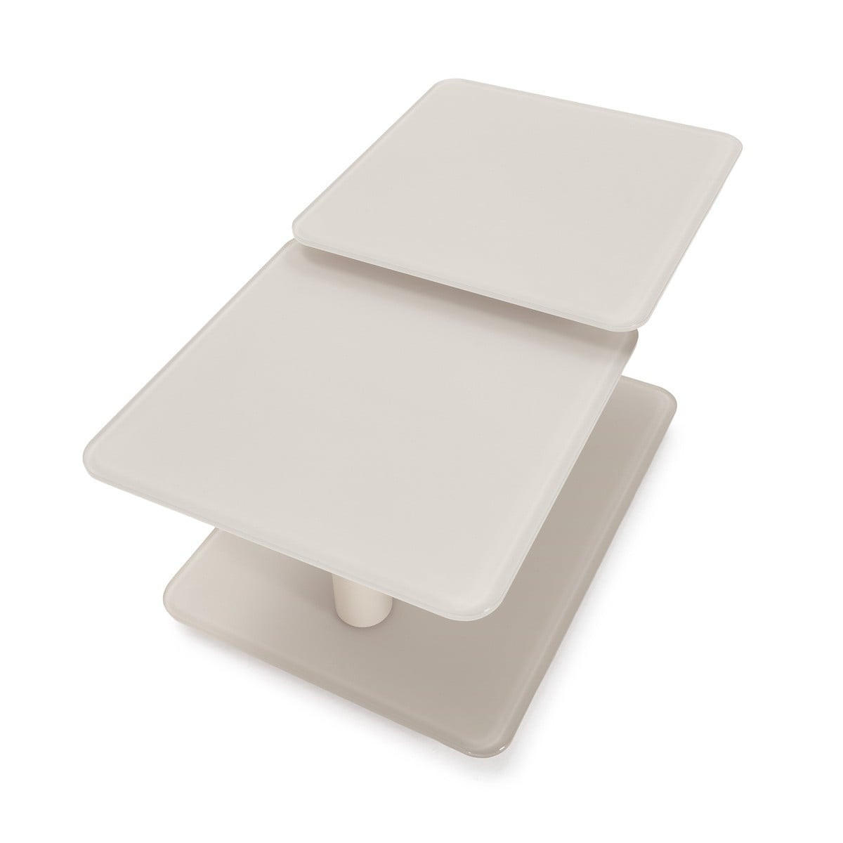 COUCHTISCH mit quadratischen Glasplatten 54/42,8/114,6 cm - Beige, Glas (66.5/54/42.8cm) - Calicosy