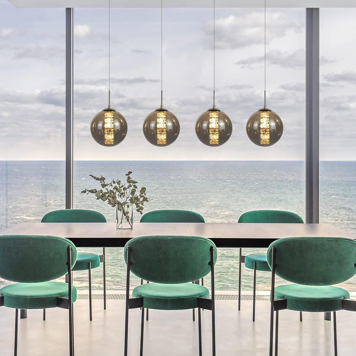 HÄNGELEUCHTE Energie 4-flammig 70/15/150 cm - Grau, Glas (70/15/150cm) - Nettlife
