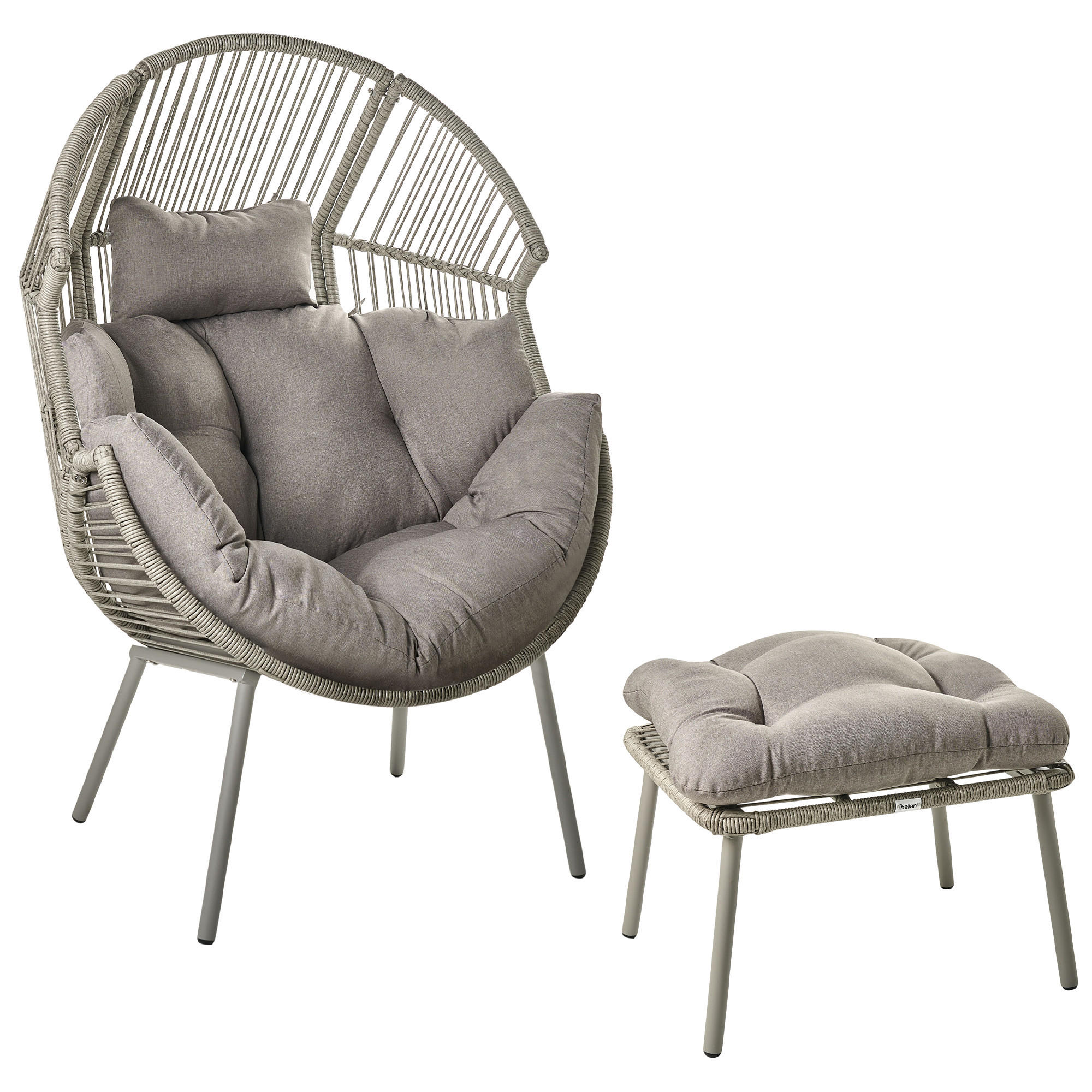 GARTENSTUHL Grau Murano - Grau, Kunststoff (89/130/93cm) - Beliani