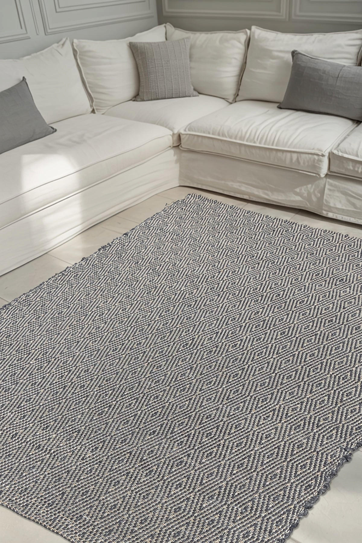 TEPPICH aus recycelten Fasern handgewebt grau - Grau, Naturmaterialien (140/200cm) - AFK Living