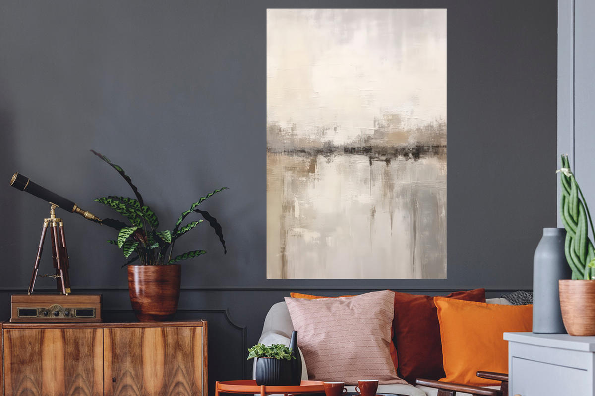 WANDTATTOO Moderne Kunst - Abstrakt - Beige 80x120 cm - Beige, Kunststoff (80/120/0.1cm) - MuchoWow