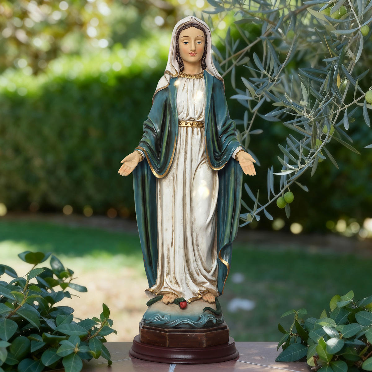 STANDSKULPTUR Heilige Maria, große Gebetsstatue | B24.5 x T20.5 x H63.5 cm - Multicolor, Kunststoff (24.5/63.5/20cm) - Hometopia