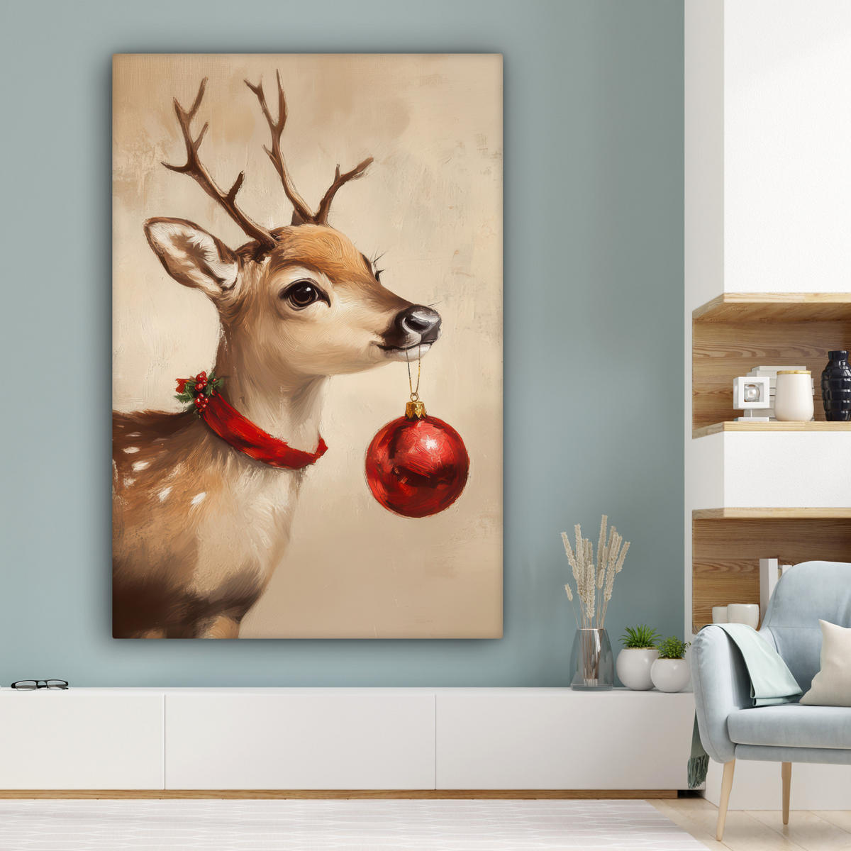 SLIKA NA PLATNU Božič 90x140 cm - svetlo rjava, tekstil (90/140cm) - MuchoWow