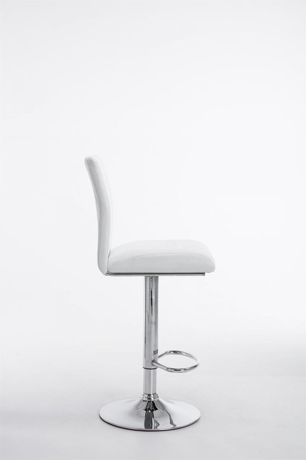 BARHOCKER Lederlook weiß - Chromfarben/Weiß, Textil/Metall (38.5/95/47cm) - CLP