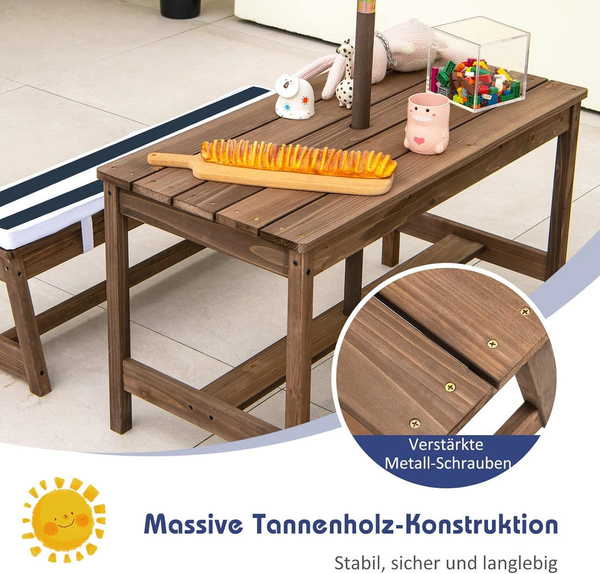 KINDERSITZGRUPPE 50cm Blau - Blau, Holz - COSTWAY
