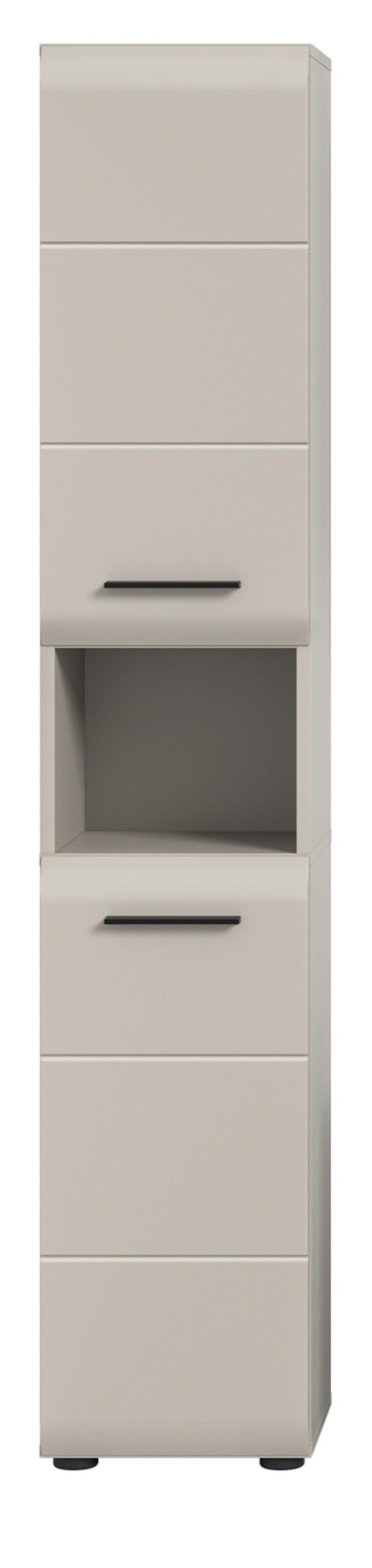 HOCHSCHRANK Kaschmir 30 x 185 cm, Badschrank mit wechselbarem Türanschlag - Kaschmir/Schwarz, Holzwerkstoff/Kunststoff (30/185/30cm) - Inn.Furn