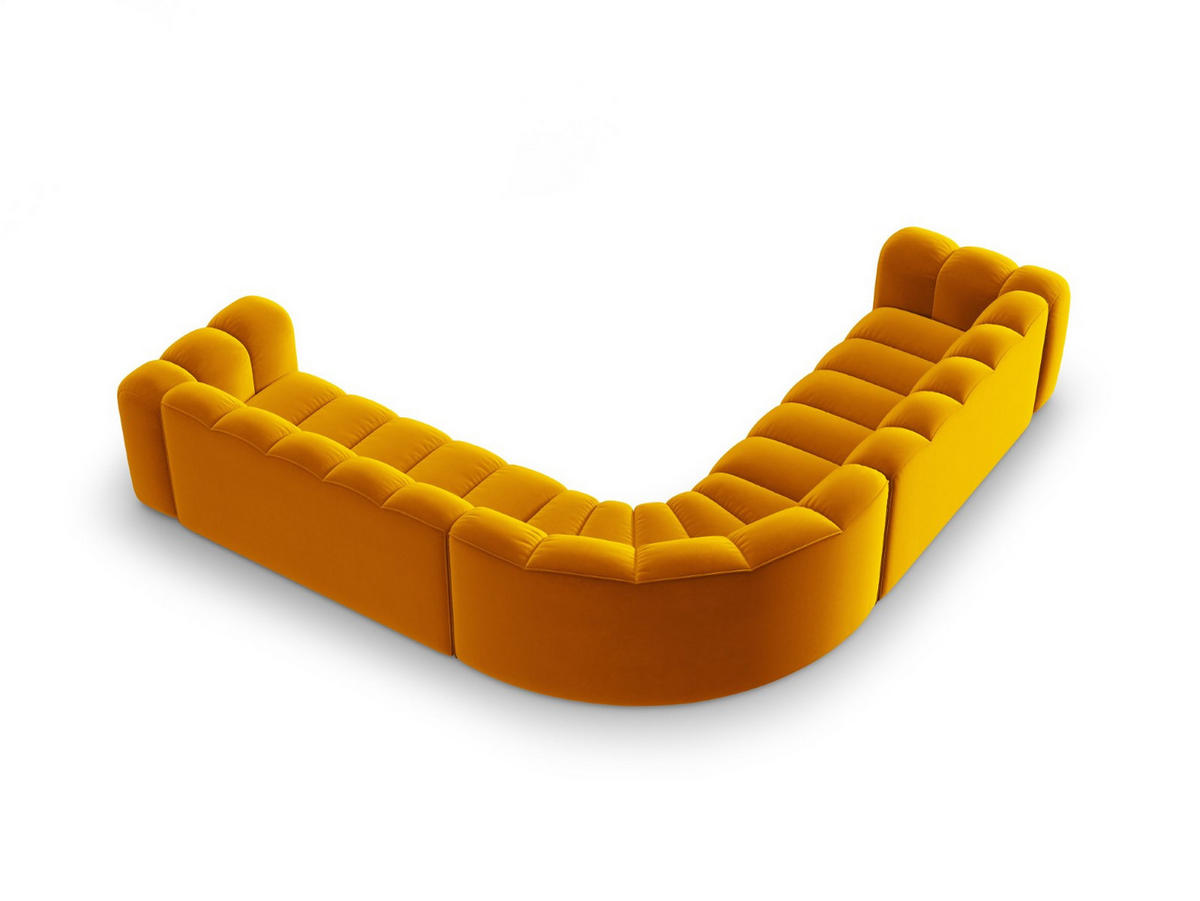 ECKSOFA symmetrisch modular Lupine aus Samt gelb 5 Sitzplätze - Gelb, Textil (309/309cm) - Micadoni