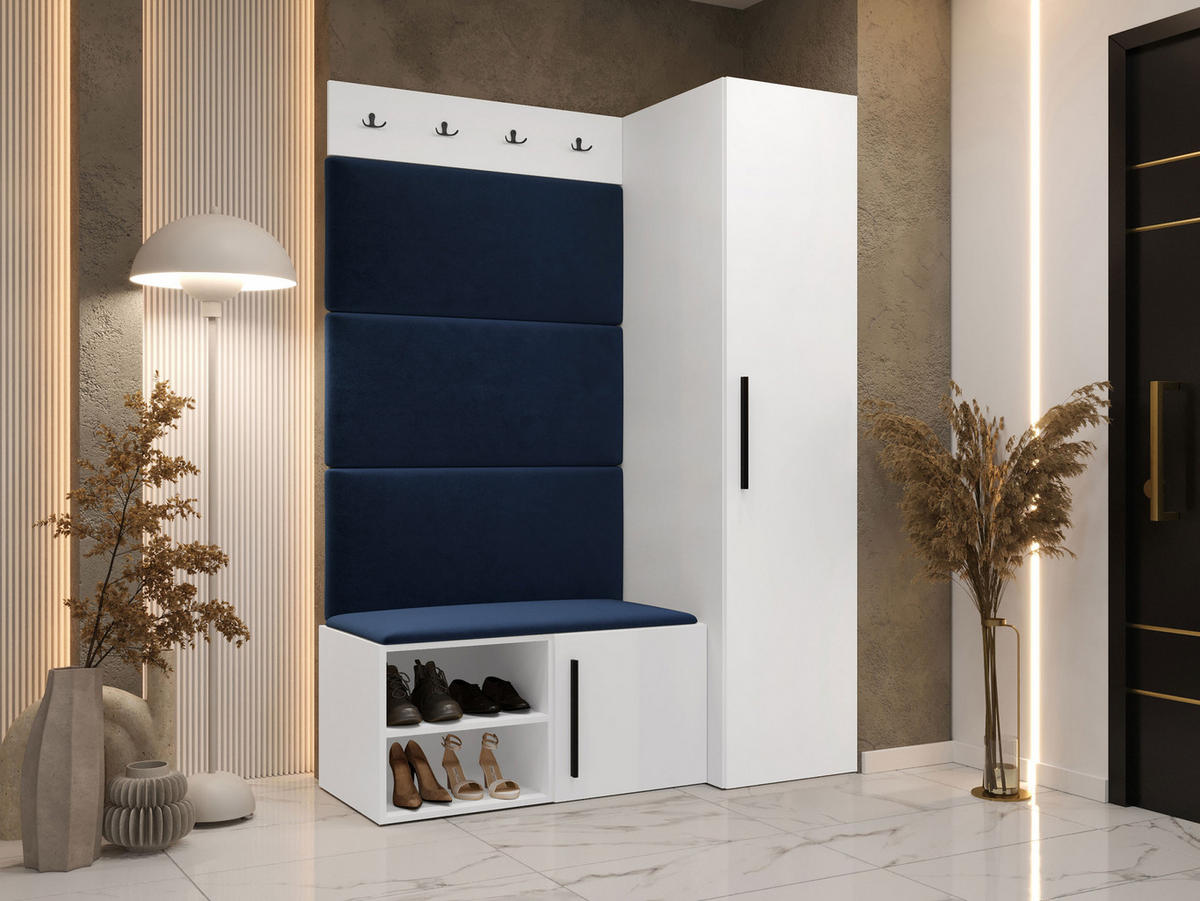 MOBILIER PENTRU HOL Medi II - albastru/alb, material plastic/compozit lemnos (40/191/50cm) - MIRJAN24