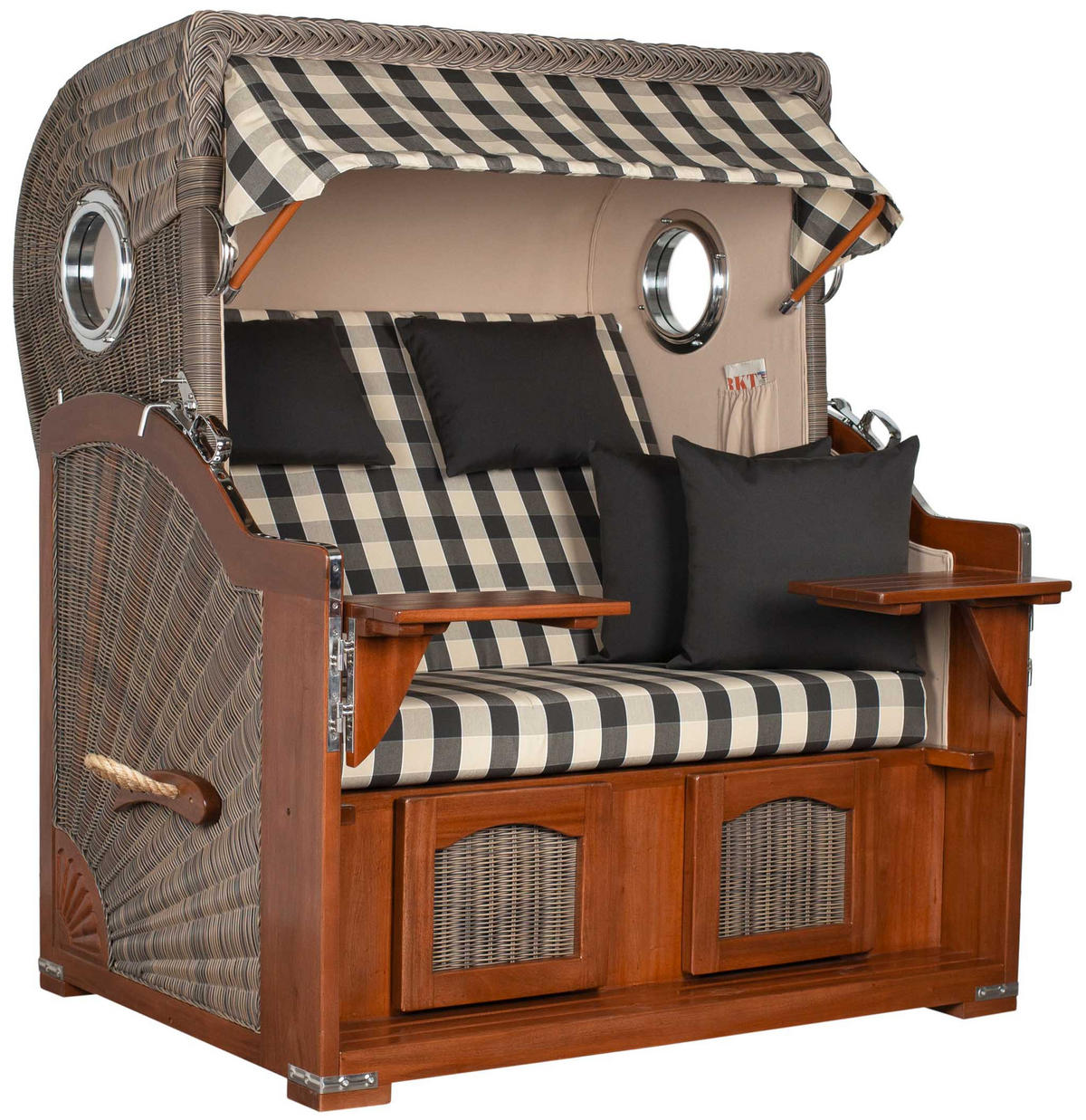 STRANDKORB XXL Düne Grande 2,5 Sitzer - Beige/Braun, Metall (142/170/95cm) - Mr. Deko