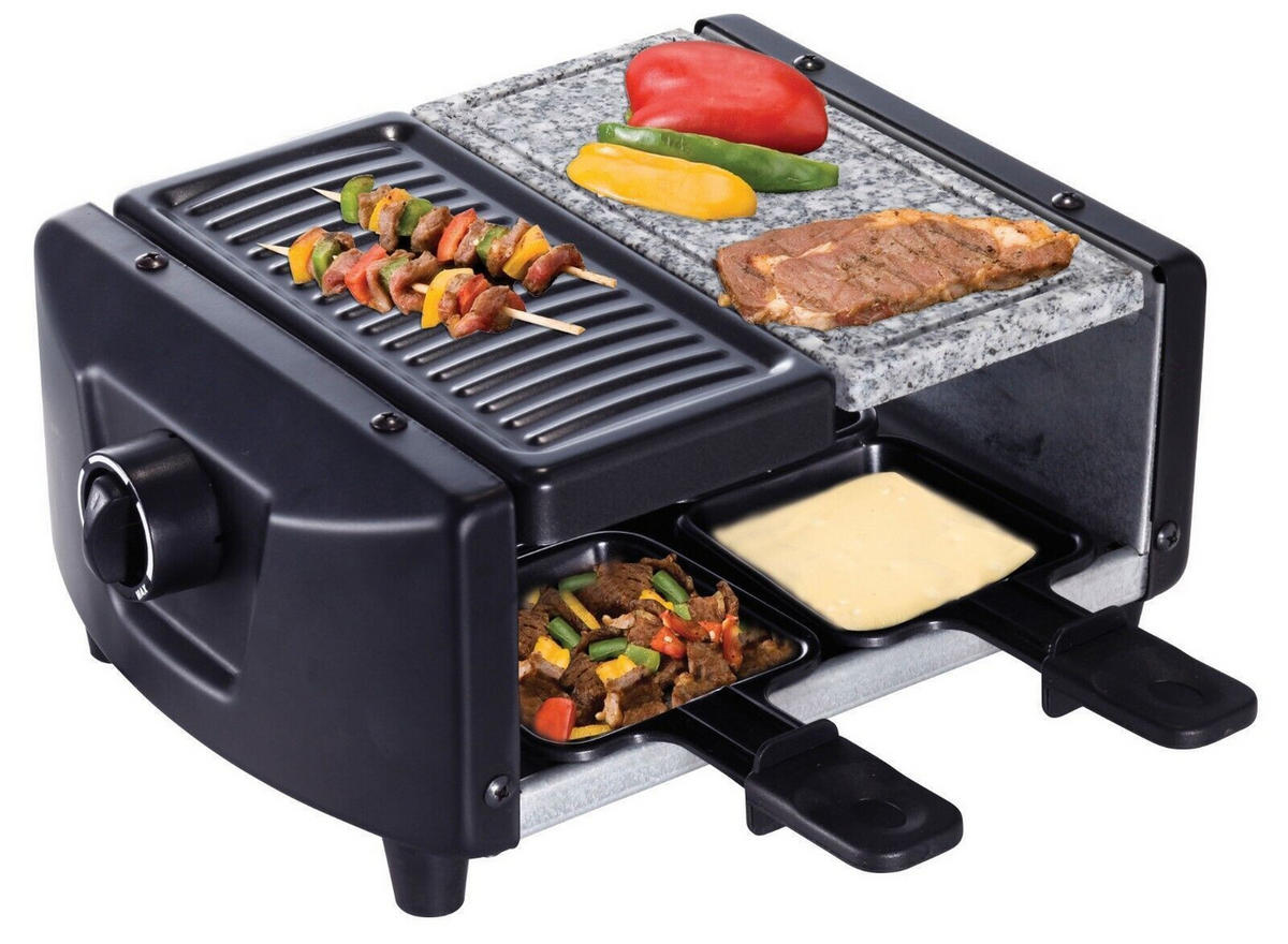 RACLETTEGRILL SAVOIE RG83 4 Personen 680W mit Natursteinplatte Schwarz - Schwarz, Metall (20/13/43cm) - JUNG