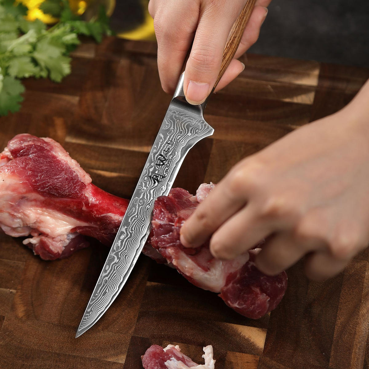 AUSBEINMESSER 14 cm - Braun, Holz/Metall (29cm) - Wakoli