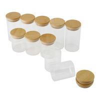 VORRATSGLAS-SET 10er-Set mit Bambusdeckeln – luftdicht beschriftbar und spülmaschinengeeignet Dose mit Deckel - Transparent/Weiß, Glas/Holz (6.5/12/6.5cm) - Livingandhome