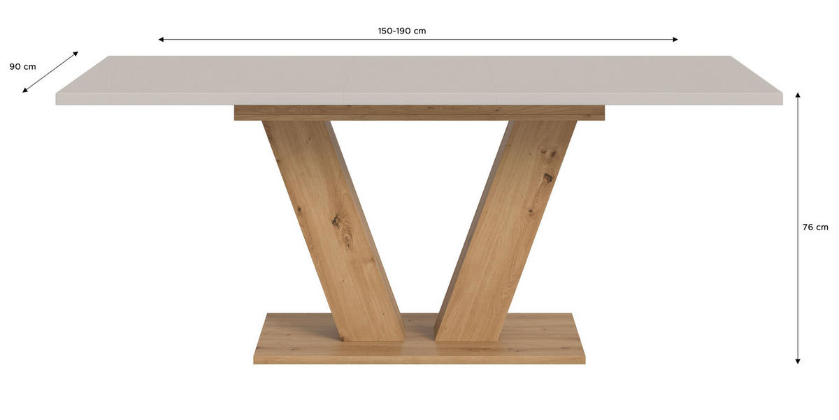 ESSTISCH Velo (B/H/T: ca. 150/76/90 cm) in Artisan Eiche Nachbildung/Kaschmir - Eiche Artisan, Holzwerkstoff (90/150/76cm)