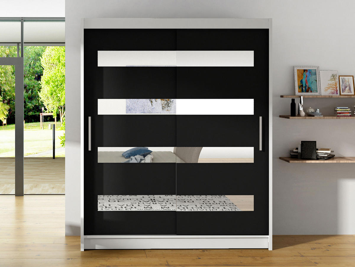 SCHWEBETÜRENSCHRANK Westa XIII - Klar/Silberfarben, Holzwerkstoff/Metall (150/200/58cm) - MIRJAN24