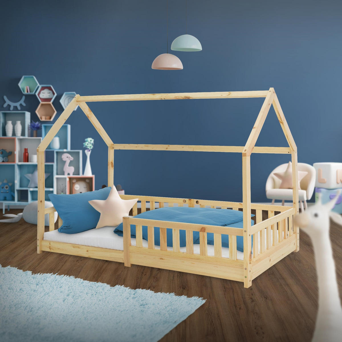 KINDERBETT mit Dach 90x200 cm Natur - Naturfarben, Holz (90/200cm) - ML-DESIGN