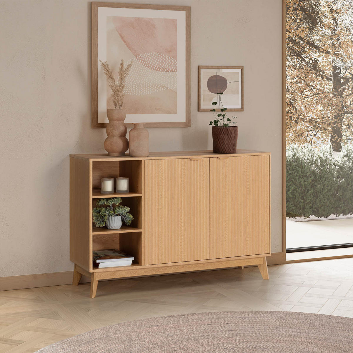 SIDEBOARD Oporto 2 türen Eichenfarbe - Honigeiche, Holzwerkstoff (120/80/40cm)