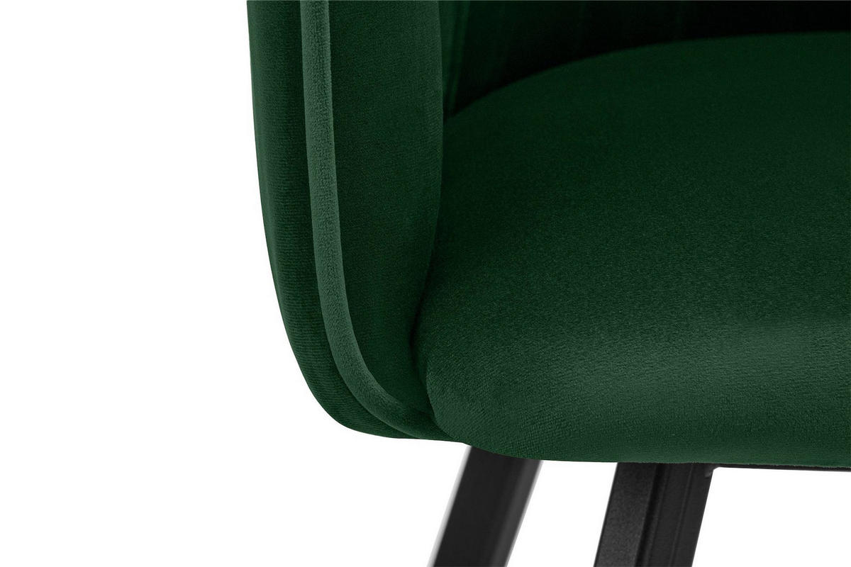 ESSZIMMERSTUHLE PYRUS 2-tlg Velours-Sitz, dunkelgrün/schwarz - Dunkelgrün/Schwarz, Textil/Metall (56/84/46cm) - KONSIMO®