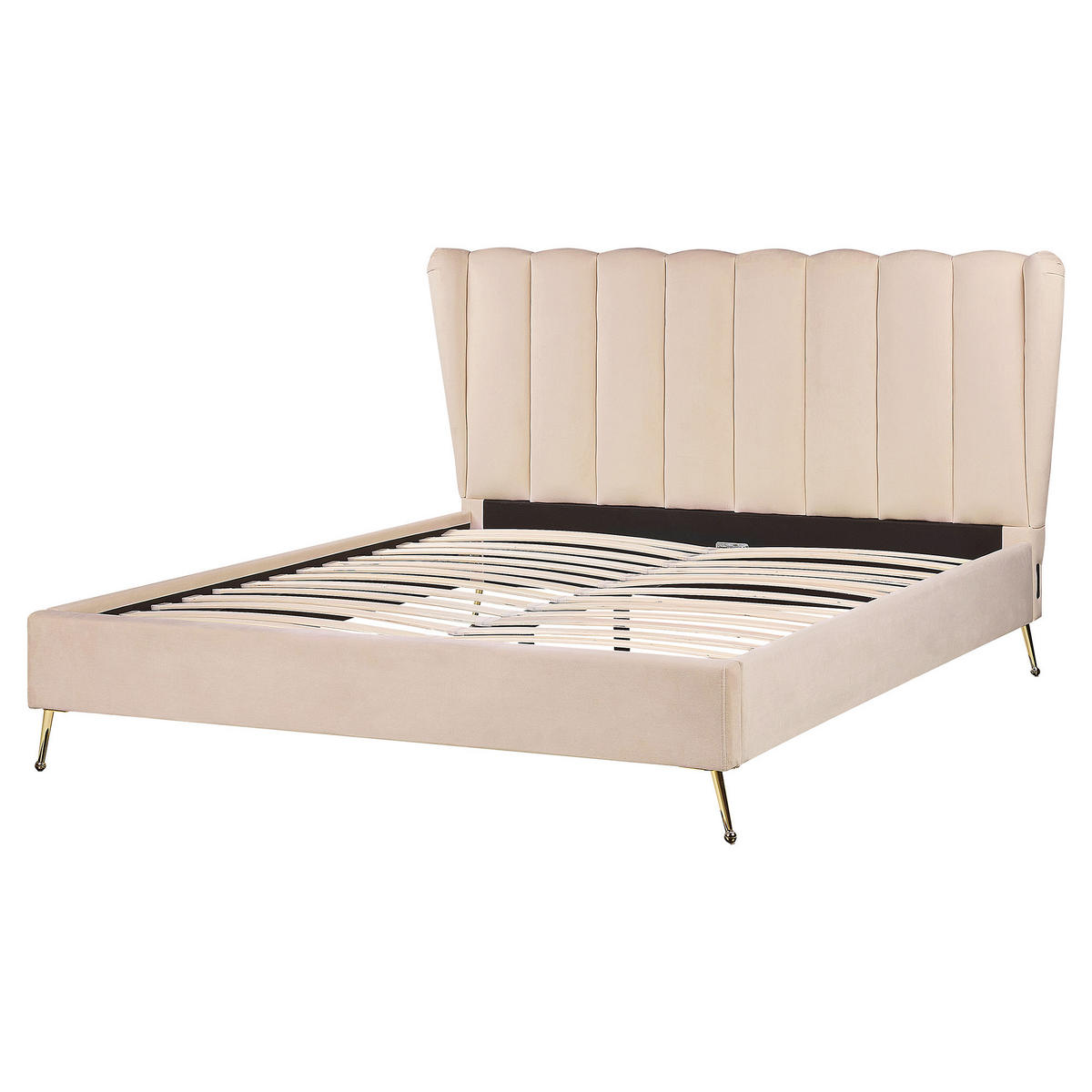 POLSTERBETT 160/200cm Beige Miribel - Beige, Textil (160/200cm) - Beliani