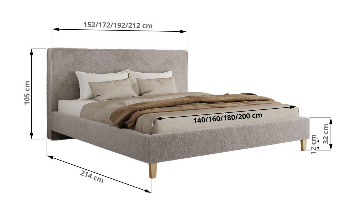 ČALÚNENÁ POSTEĽ LUMARO CLASSIC 140/200 - Svetlosivá Plyš - Matrac Multipocket - svetlosivá/jadrový buk, drevo/textil (140/200cm) - MKS