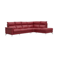 ECKSOFA Borea Echtleder Rot - Rot, Leder/Metall (310/220cm)