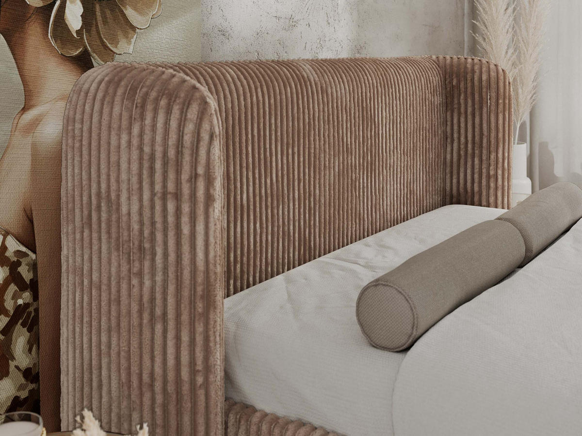 POLSTERBETT EMORA CLASSIC DUO 180/200 - Braun Cord - Schaum-Matratze - Braun, Textil (180/200cm) - MKS