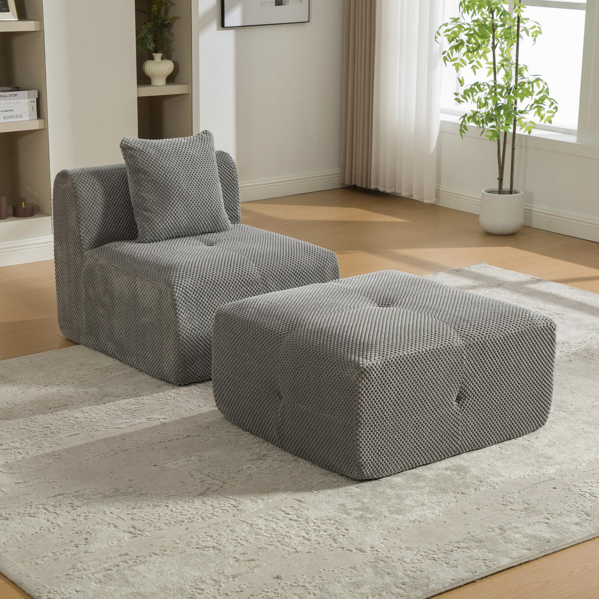 SOFA Chenille Grau mit Kissen - Grau, Textil (77/75/157cm) - WISHDOR