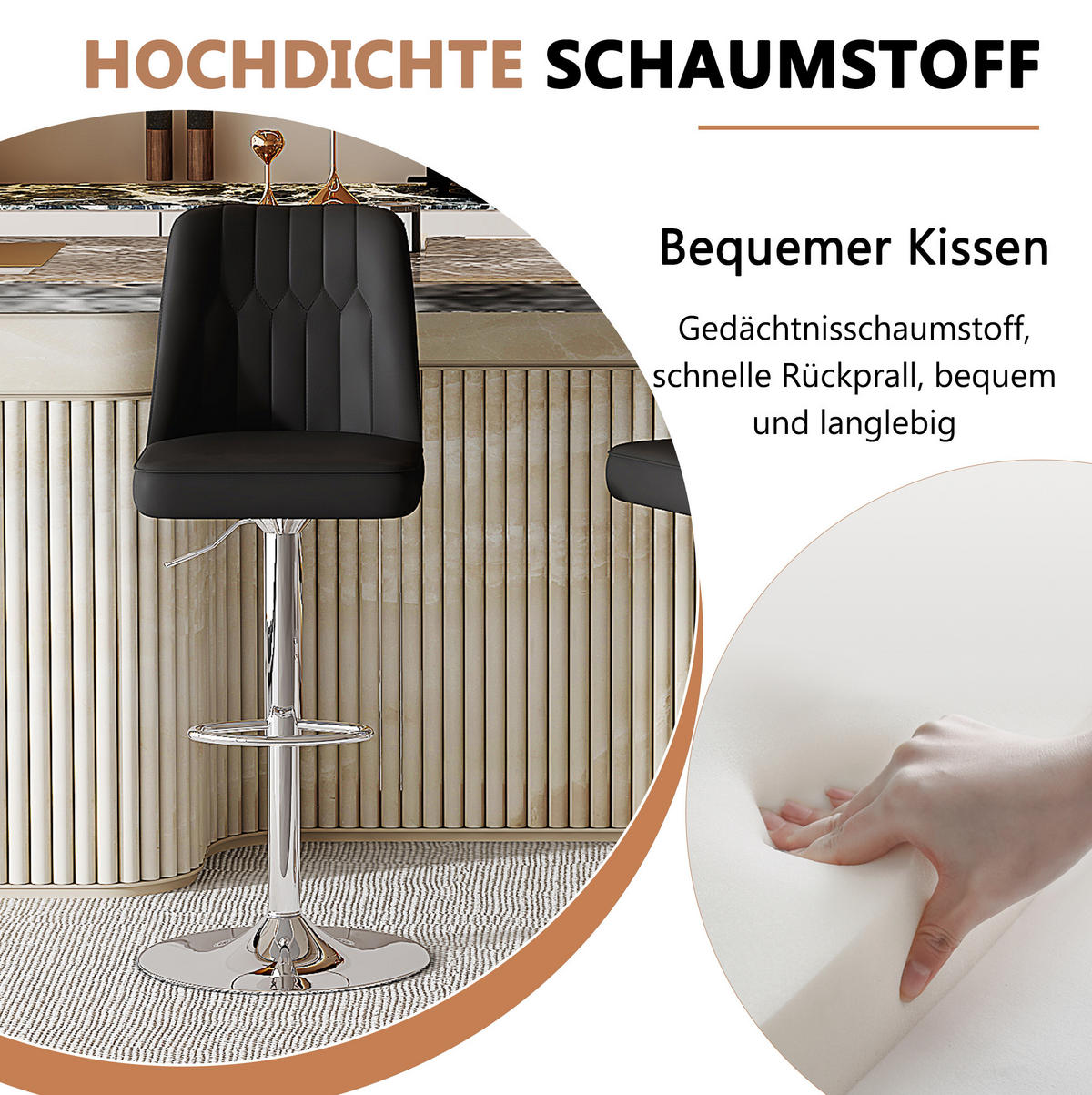 BARHOCKER 2er-Set Schwarz höhenverstellbar und 360° drehbar - Schwarz, Metall (44/117.5/44cm) - MIVRAY